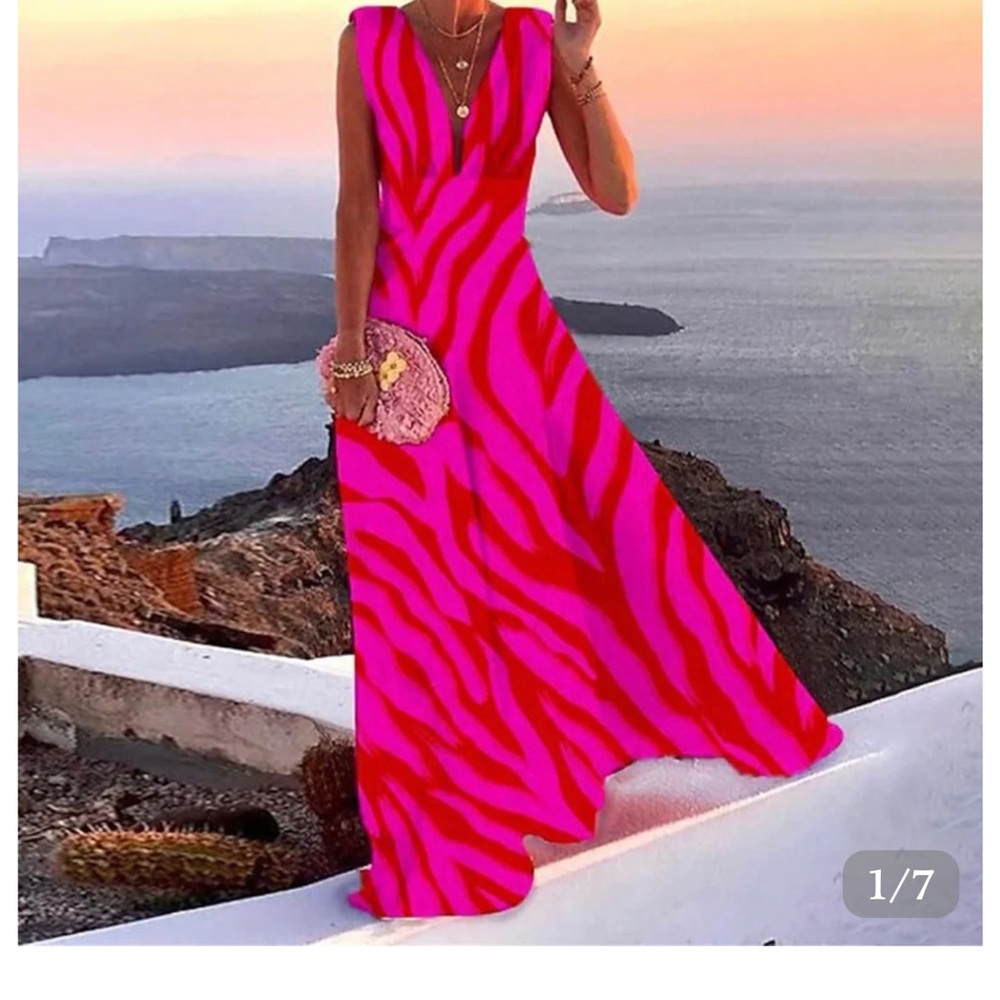 Sleeveless maxi dress, lightweight, gorgeous bright pink!